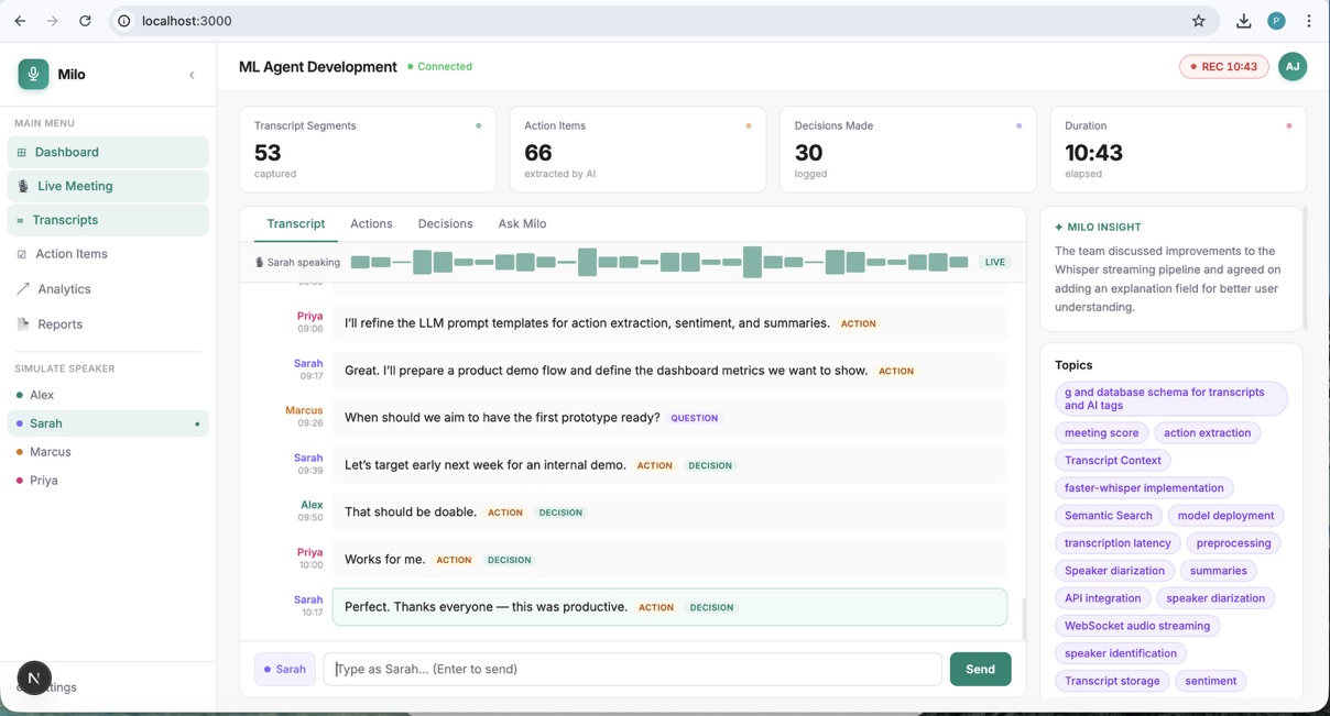 Milo — Real-Time Meeting Intelligence Agent